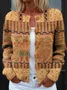 Women Knitted Geometric Long Sleeve Comfy Vintage Cardigan