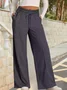 Women Plain Long Elastic Waist Pants Casual Spring/Fall Trousers