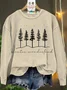 Vintage Crew Neck Christmas Tree Art Print Sweatshirt
