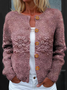 Women Knitted Floral Long Sleeve Comfy Vintage Cardigan