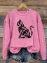 Vintage Cute Cat Art Print Crew Neck Comfy Sweatshirt