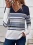 Women Striped Spring/Fall Dress Crew Neck Long Sleeve Hip Skirt H-Line Dress
