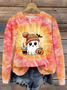 Halloween Cute Ghost Art Pattern Casual Crew Neck Sweatshirt