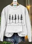 Vintage Crew Neck Christmas Tree Art Print Sweatshirt