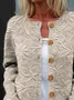Women Knitted Floral Long Sleeve Comfy Vintage Cardigan