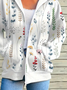 Women Spring/Fall Outerwear Casual Printing Floral Long Sleeve Hoodie Jacket