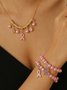 Breast Marker Real Gold Electroplated Pink Ribbon Women's Health Pearl Bracelet Necklace Set Ins Shambhala Jewelry