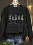 Vintage Crew Neck Christmas Tree Art Print Sweatshirt