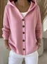 Women Cotton Plain Long Sleeve Comfy Casual Cardigan