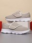 Casual Plain Hook And Loop Low Heel Fly Woven Shoes Split Joint