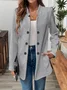 Women Plain Spring/Fall Outerwear Casual Long Sleeve Stand Collar Mid-long Blazer