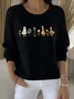 Women Cotton Plants Long Sleeve Comfy Vintage Sweater