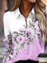 Shirt Collar Regular Sleeve Long Sleeve Floral Buckle Regular Loose Button Up Shirt Shirt For Women