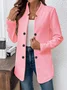 Women Plain Spring/Fall Outerwear Casual Long Sleeve Stand Collar Mid-long Blazer