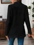Women Plain Spring/Fall Outerwear Casual Long Sleeve Stand Collar Mid-long Blazer