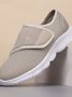 Casual Plain Hook And Loop Low Heel Fly Woven Shoes Split Joint