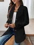 Women Plain Spring/Fall Outerwear Casual Long Sleeve Stand Collar Mid-long Blazer