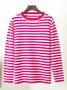 Women Striped Long Sleeve Comfy Street Split Joint Sweater