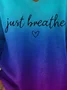 Women Just Breathe Cotton Ombre Print Long Sleeve Comfy Casual Sweater
