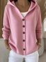 Women Cotton Plain Long Sleeve Comfy Casual Cardigan