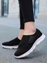 Casual Plain Hook And Loop Low Heel Fly Woven Shoes Split Joint
