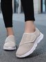Casual Plain Hook And Loop Low Heel Fly Woven Shoes Split Joint