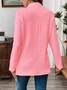 Women Plain Spring/Fall Outerwear Casual Long Sleeve Stand Collar Mid-long Blazer