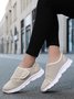 Casual Plain Hook And Loop Low Heel Fly Woven Shoes Split Joint