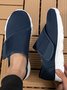 Casual Plain Hook And Loop Low Heel Fly Woven Shoes Split Joint