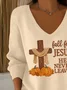 Women Cotton Jesus Copy Long Sleeve Comfy Casual Sweater