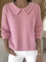 Women Cotton Plain Long Sleeve Comfy Casual Sweater