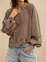 Casual V Neck Color Block Sweatshirt