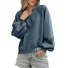 Casual V Neck Color Block Sweatshirt