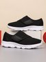 Casual Plain Hook And Loop Low Heel Fly Woven Shoes Split Joint