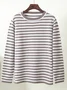 Women Striped Long Sleeve Comfy Street Split Joint Sweater