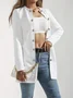 Women Plain Spring/Fall Outerwear Casual Long Sleeve Crew Neck Mid-long Blazer