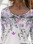 Casual Floral Crew Neck Long Sleeve T-shirt