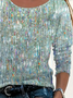 Casual Abstract 3D Sequin Print Crew Neck Long Sleeve T-shirt