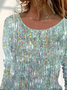 Casual Abstract 3D Sequin Print Crew Neck Long Sleeve T-shirt
