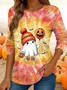 Casual Tie-Dye Pattern Crew Neck Long Sleeve T-shirt