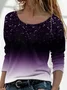 Casual Ombre Crew Neck Long Sleeve T-shirt