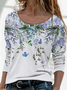 Casual Floral Crew Neck Long Sleeve T-shirt