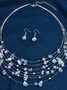 Multi-layer Exaggerated Bohemian Turquoise Crystal Necklace Earring Set