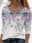 Casual Floral Crew Neck Long Sleeve T-shirt
