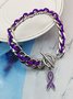Alzheimer's Disease Electroplated Alloy Chain Rope Braided Love Small Gift Charity Bracelet Purple Ribbon Bracelet