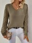Women Wool Plain Long Sleeve Comfy Casual Jacquard Sweater