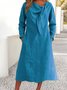 Women Plain Spring/Fall Dress V Neck Long Sleeve A-Line Dress