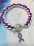 Alzheimer's Disease Electroplated Alloy Chain Rope Braided Love Small Gift Charity Bracelet Purple Ribbon Bracelet