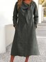 Women Plain Spring/Fall Dress V Neck Long Sleeve A-Line Dress
