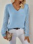 Women Wool Plain Long Sleeve Comfy Casual Jacquard Sweater